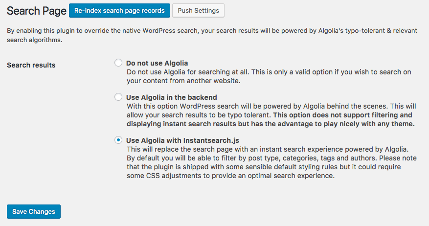 Search Page and Algolia